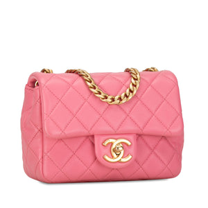 Chanel Mini Square Lambskin Pearl Samba Flap Pink