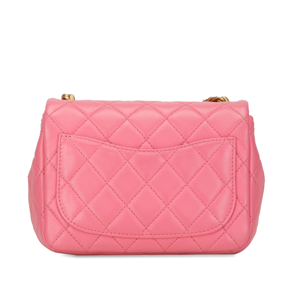 Chanel Mini Square Lambskin Pearl Samba Flap Pink