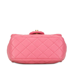 Chanel Mini Square Lambskin Pearl Samba Flap Pink