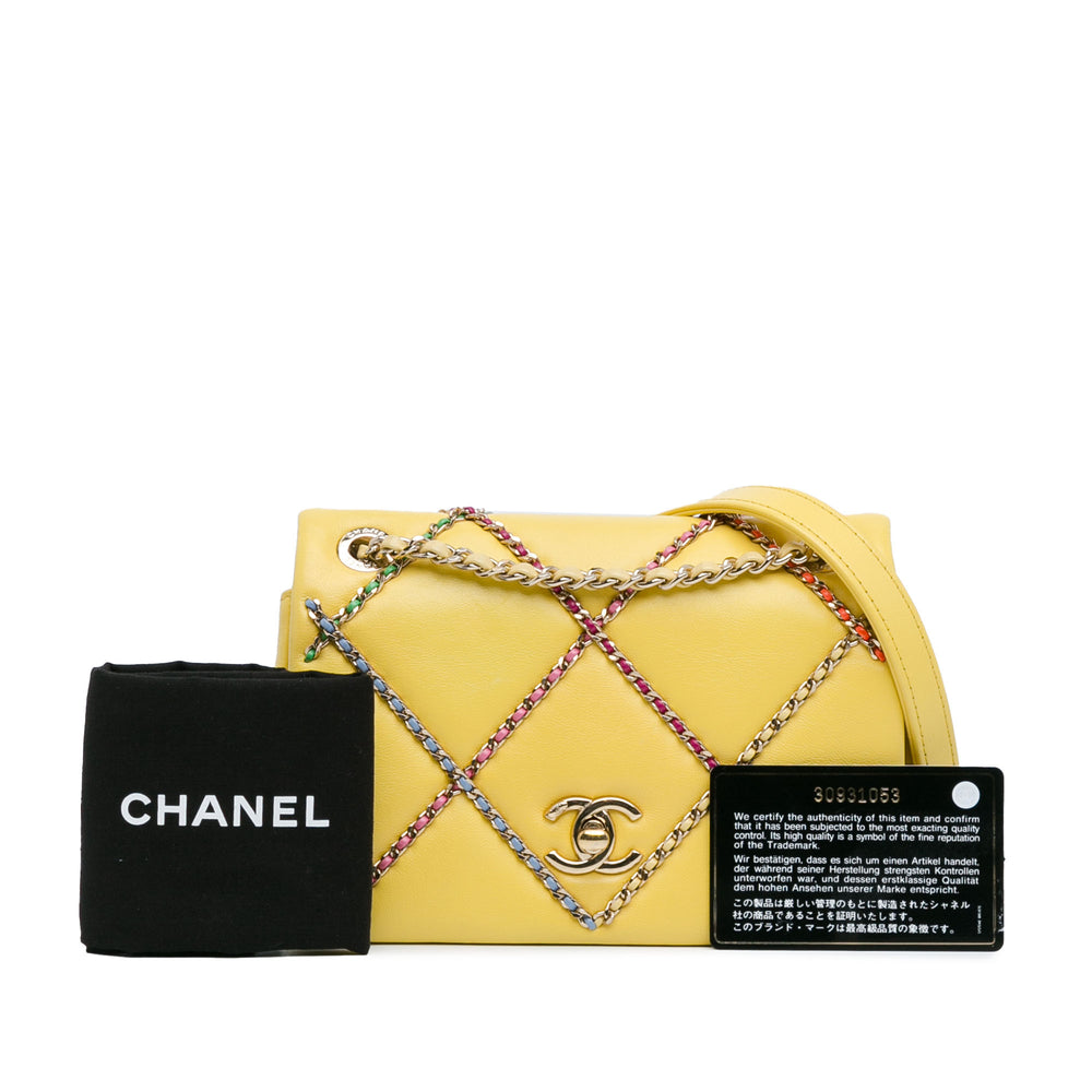 Chanel Small Lambskin Entwined Chain Flap Yellow