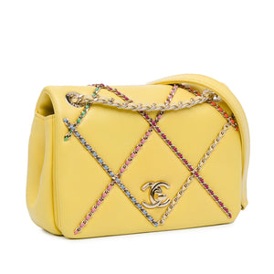 Chanel Small Lambskin Entwined Chain Flap Yellow