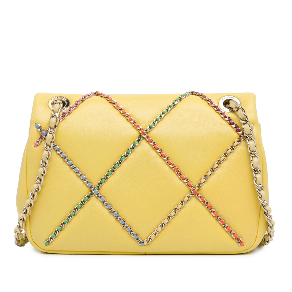 Chanel Small Lambskin Entwined Chain Flap Yellow