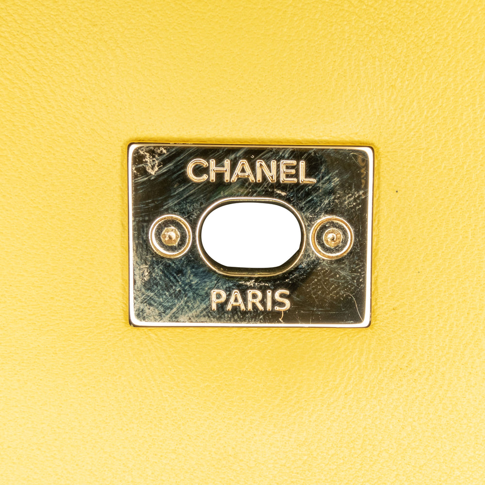 Chanel Small Lambskin Entwined Chain Flap Yellow