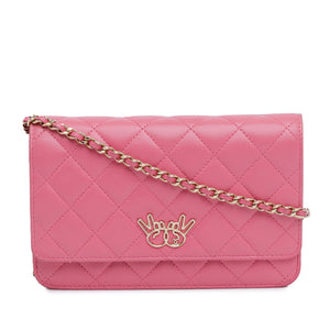 Chanel Quilted Lambskin Emoticon Wallet On Chain Pink