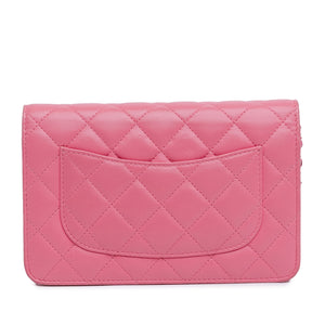 Chanel Quilted Lambskin Emoticon Wallet On Chain Pink