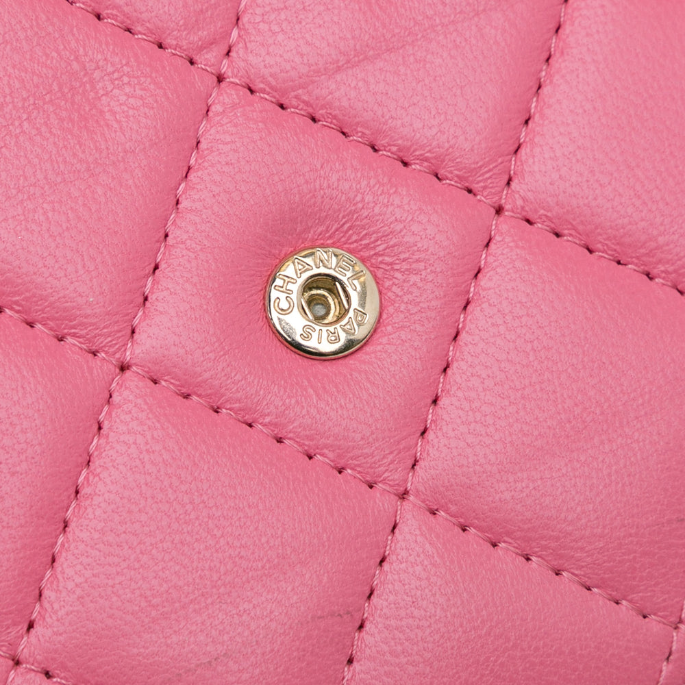 Chanel Quilted Lambskin Emoticon Wallet On Chain Pink