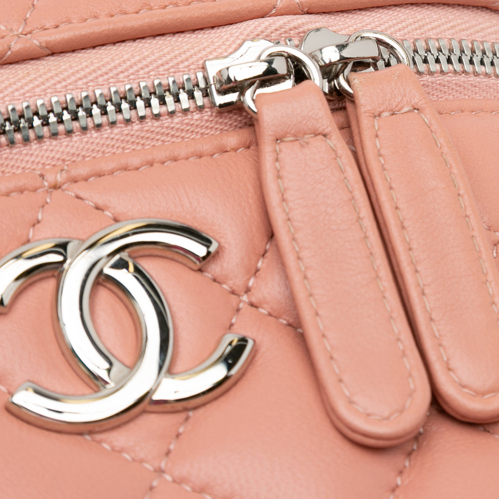 Chanel Lambskin Top Handle Vanity Case with Chain Pink