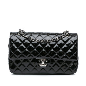 Chanel Medium Classic Patent Double Flap Black