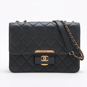 Chanel Matelasse Leather Single Flap Double Chain Bag BEAUTY ROCK Black Gold Metal Fittings 22202539