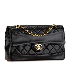 Chanel CC Matelasse Lambskin Flap Crossbody Bag Black