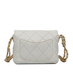 Chanel Mini Caviar Twist Your Buttons Flap White