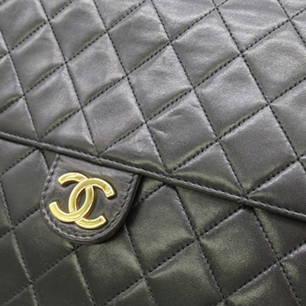 Chanel CC Quilted Lambskin Single Flap Black