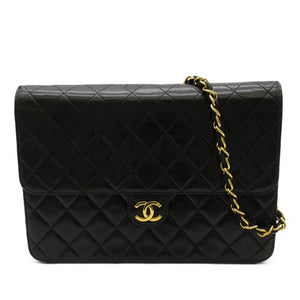 Chanel CC Quilted Lambskin Single Flap Black