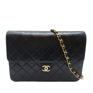 Chanel CC Quilted Lambskin Single Flap Black