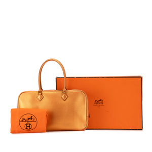 Hermès Metallic Chevre Coromandel Plume Elan 28 Orange