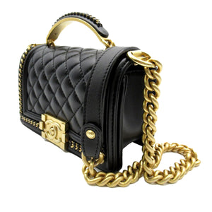 Chanel Small Lambskin Boy Top Handle Black