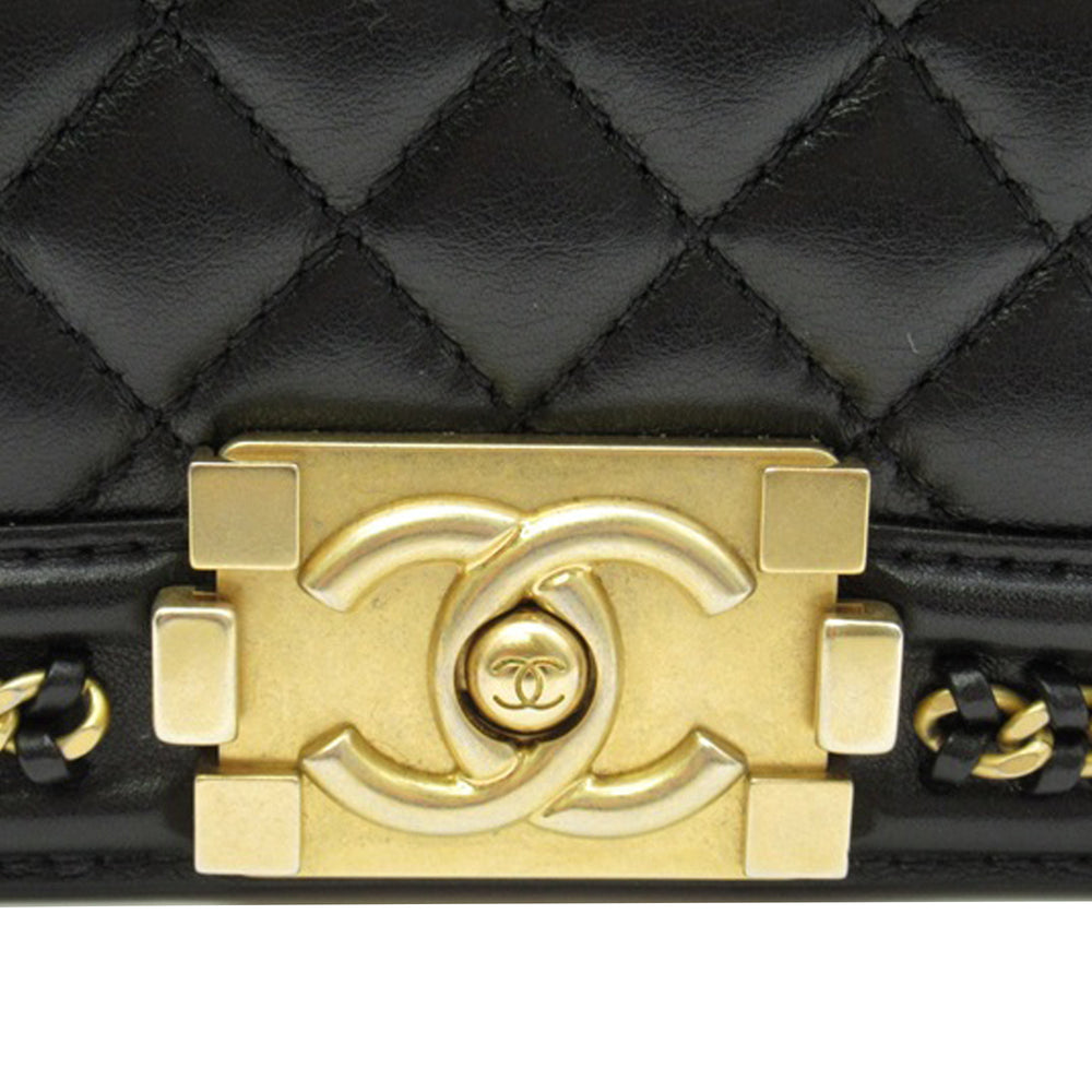 Chanel Small Lambskin Boy Top Handle Black