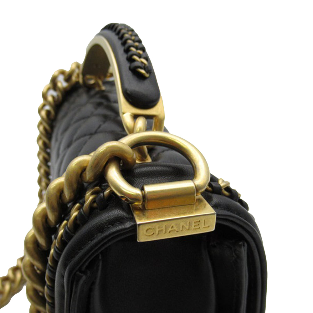 Chanel Small Lambskin Boy Top Handle Black