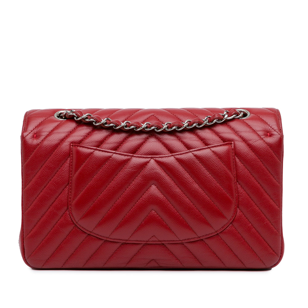 Chanel Medium Classic Chevron Caviar Double Flap Red