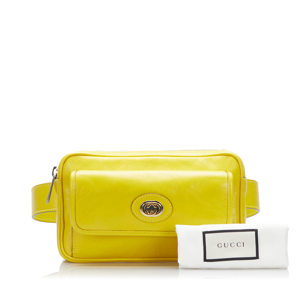 Gucci Interlocking G Morpheus Leather Belt Bag Yellow