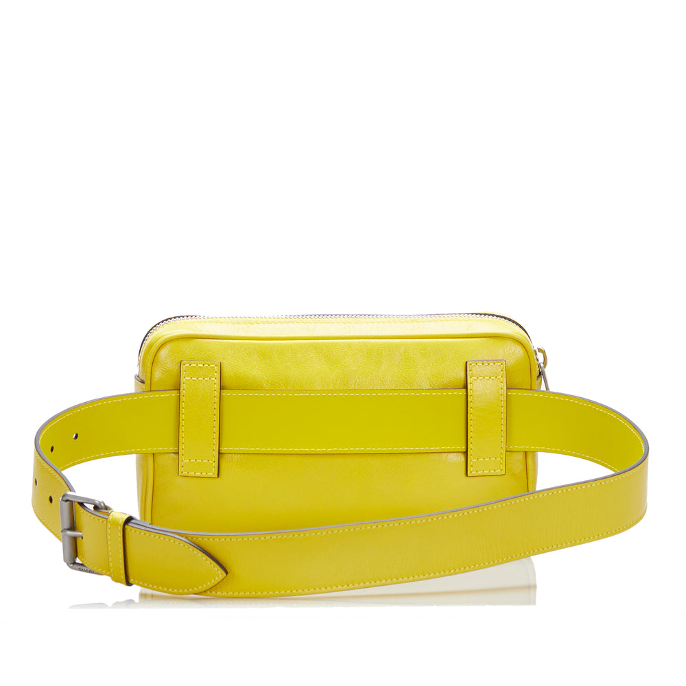 Gucci Interlocking G Morpheus Leather Belt Bag Yellow