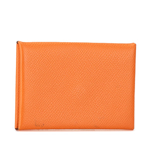 Hermès Epsom Calvi Card Holder Orange