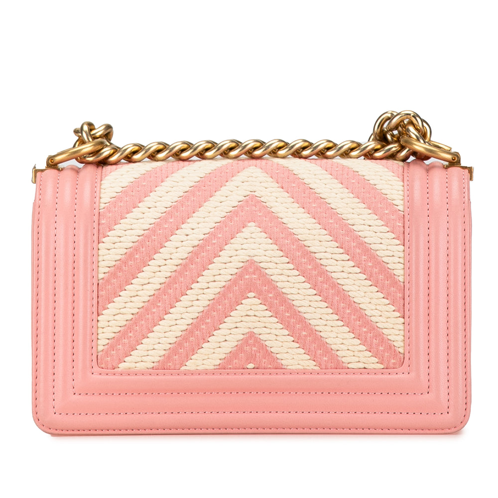 Chanel Small Braided Chevron Boy Flap Pink