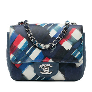 Chanel Mini Square Classic Printed Lambskin Airlines Flap Blue