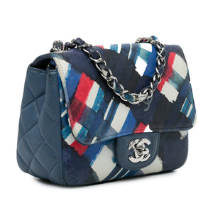 Chanel Mini Square Classic Printed Lambskin Airlines Flap Blue