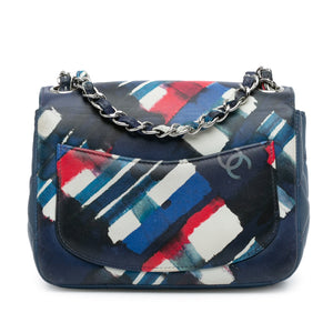 Chanel Mini Square Classic Printed Lambskin Airlines Flap Blue