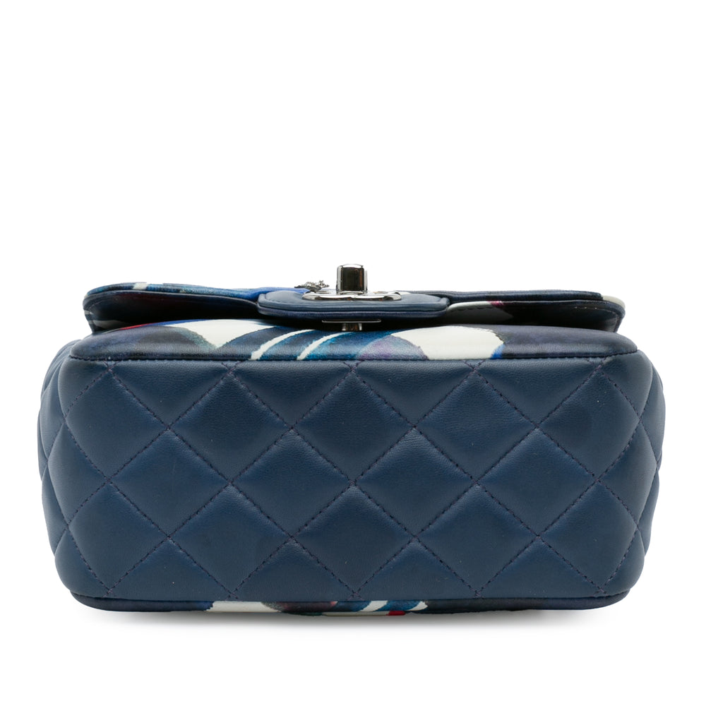 Chanel Mini Square Classic Printed Lambskin Airlines Flap Blue