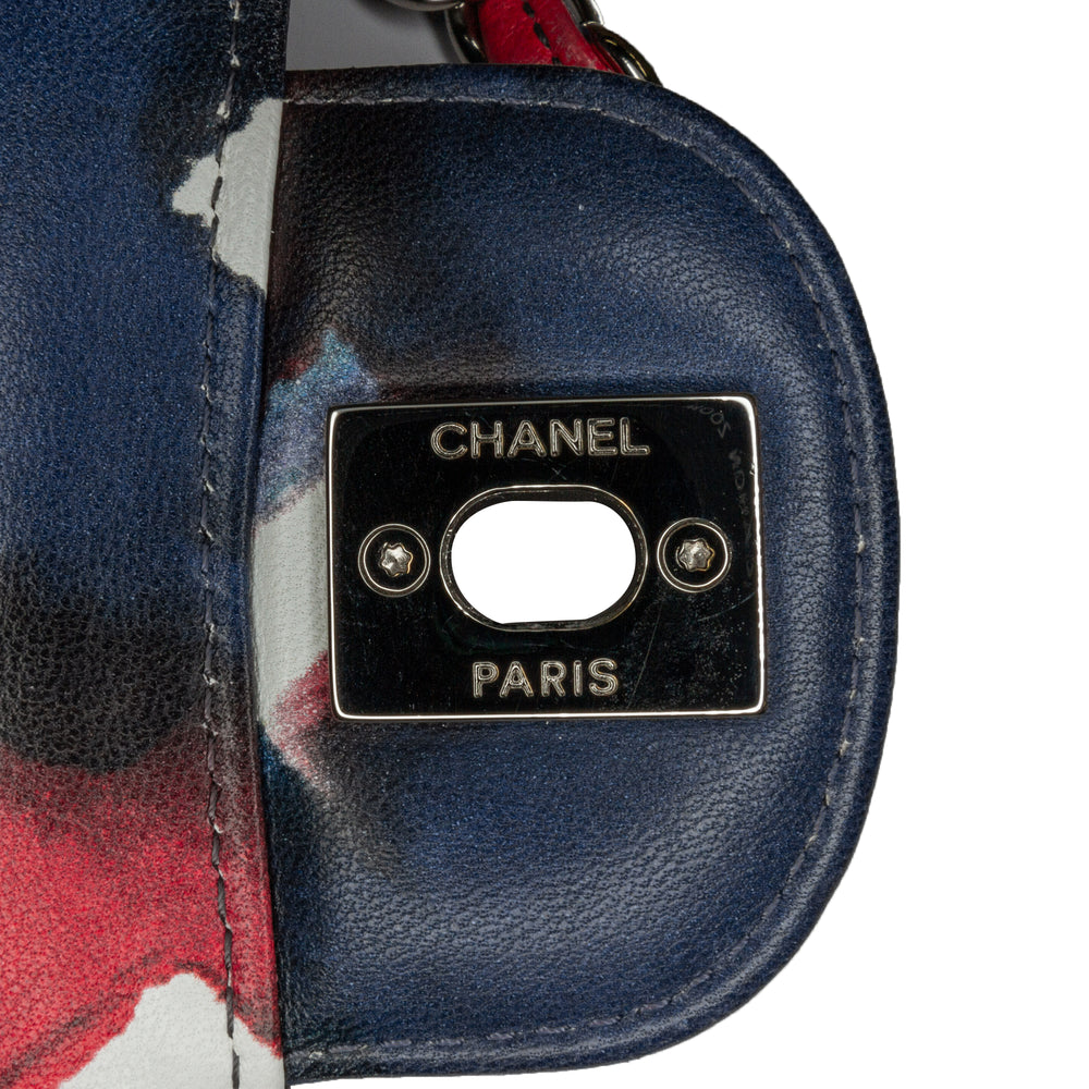 Chanel Mini Square Classic Printed Lambskin Airlines Flap Blue